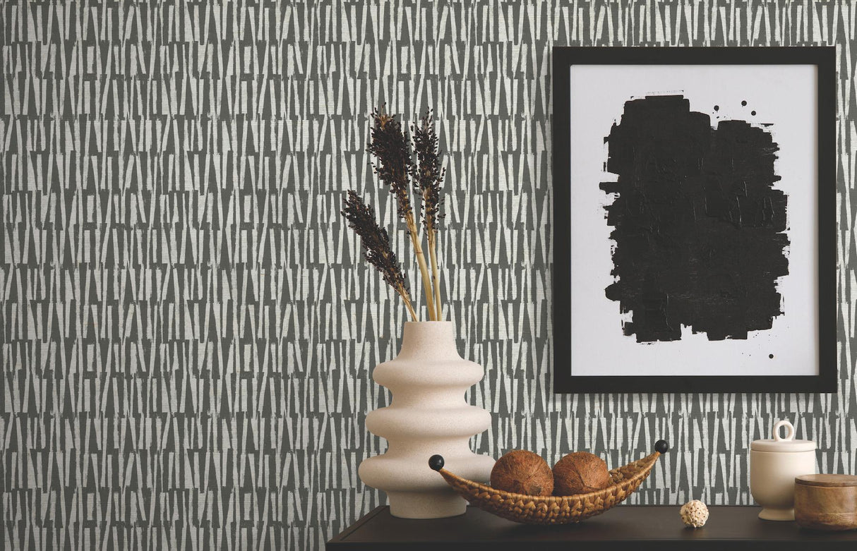 York Thatched Black Wallpaper