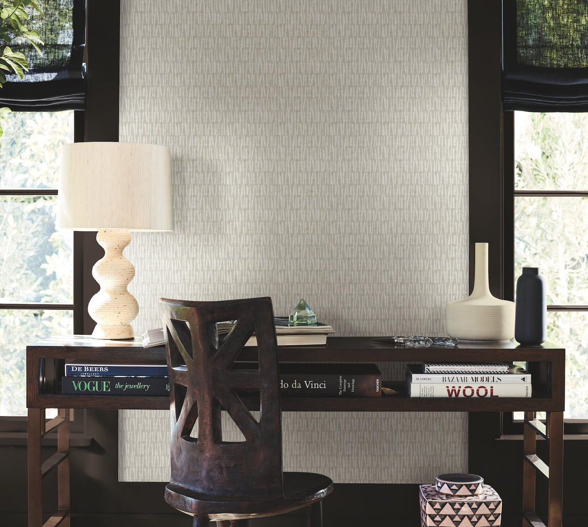 York Thatched Grey Wallpaper