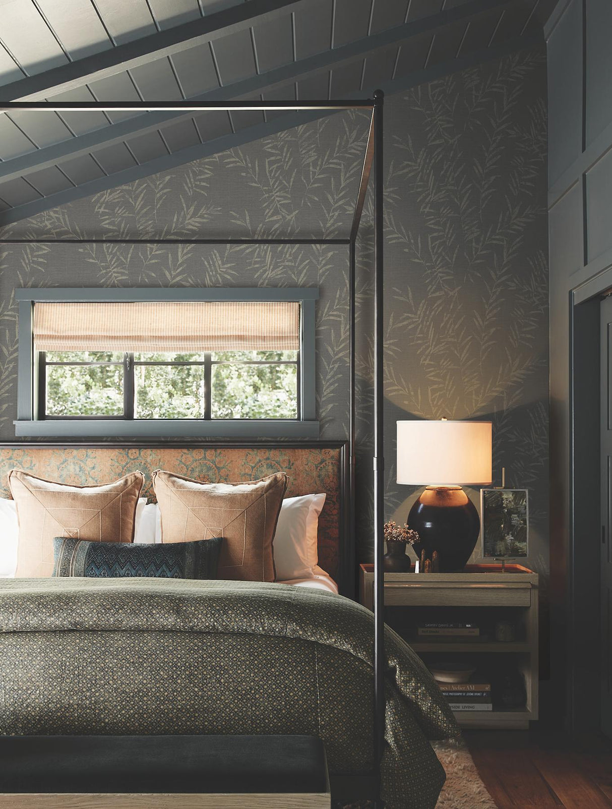 York Allerton Bamboo Black Wallpaper