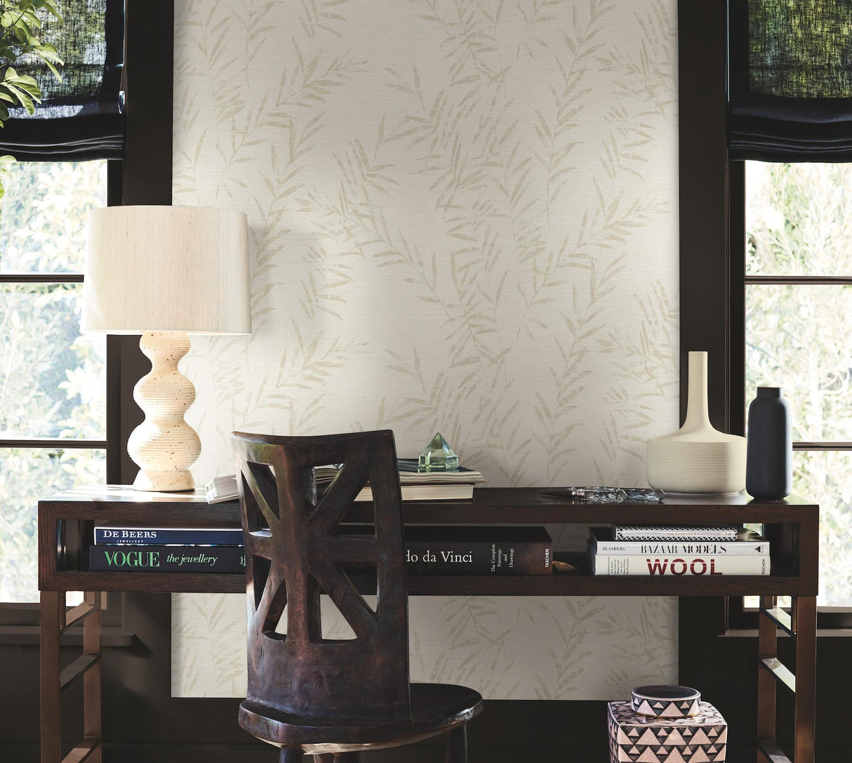 York Allerton Bamboo White Wallpaper