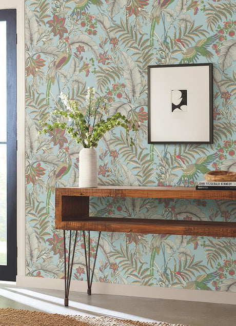 York Heronwood Blue Wallpaper