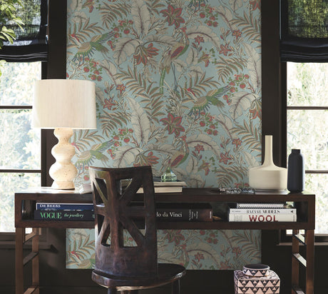 York Heronwood Blue Wallpaper