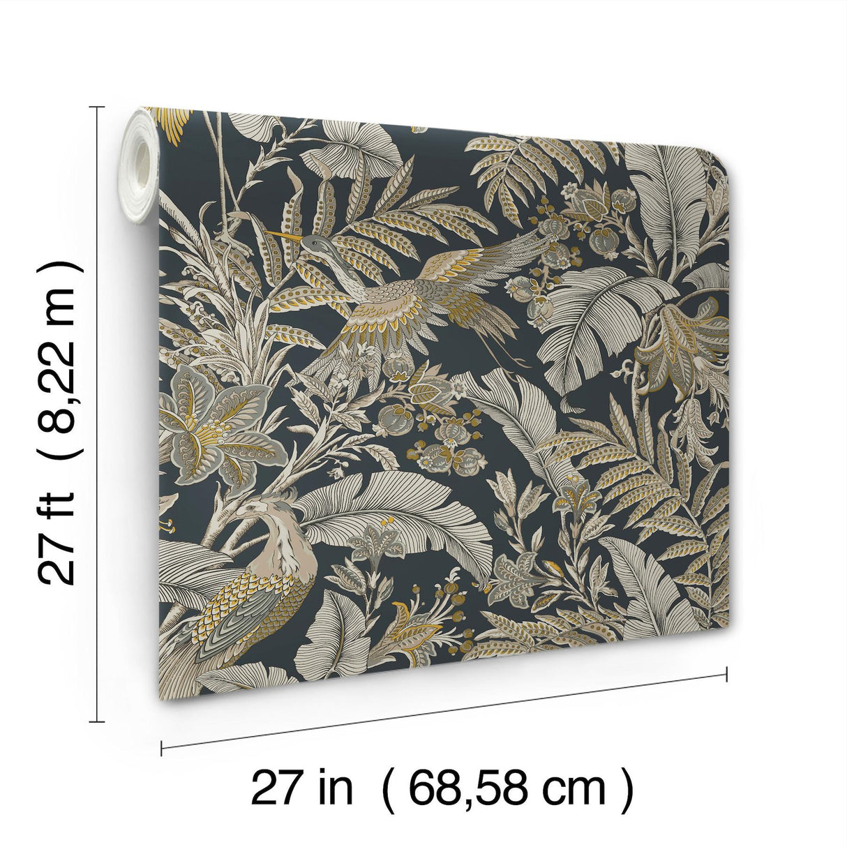 York Heronwood Black Wallpaper