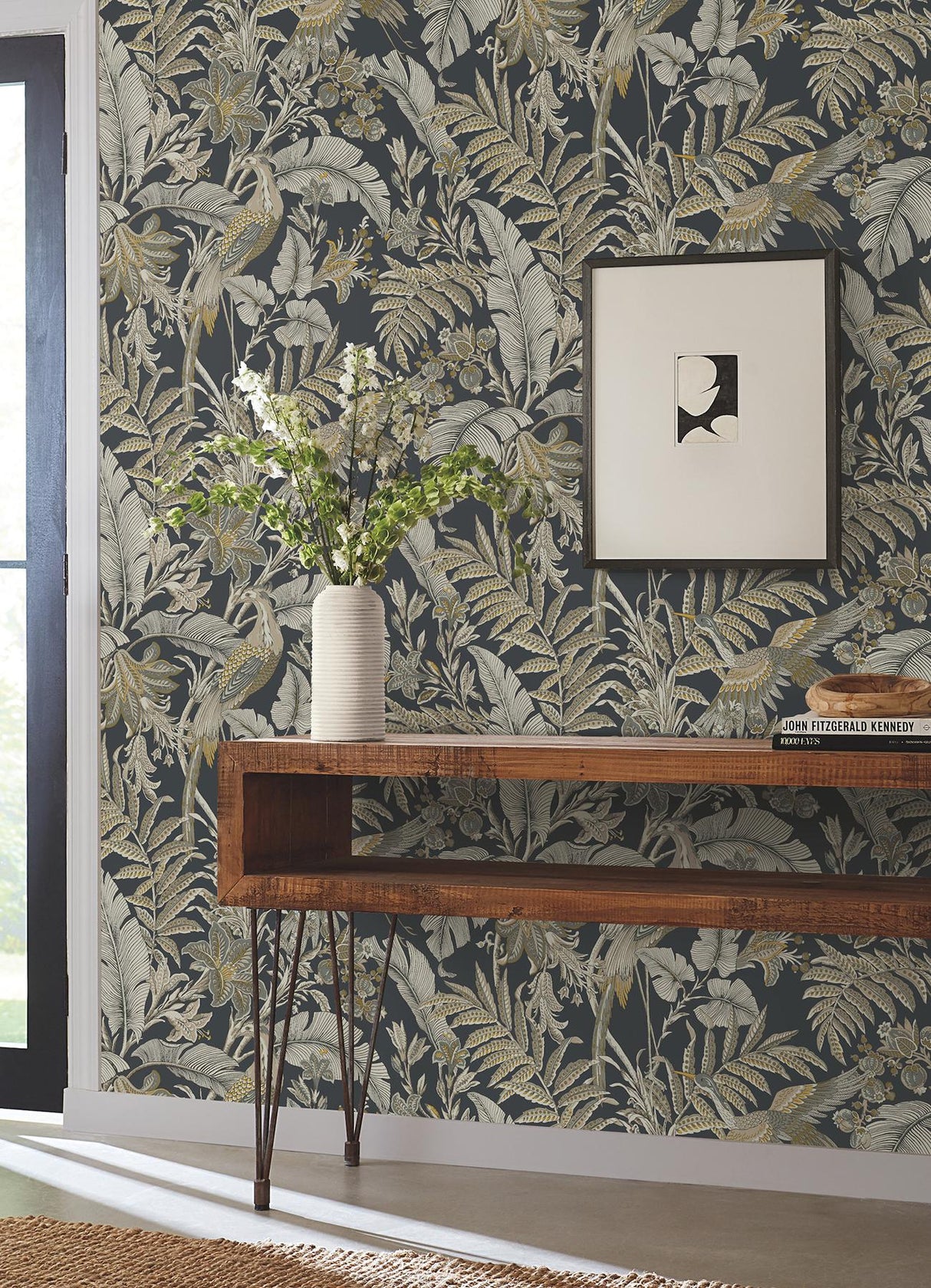 York Heronwood Black Wallpaper