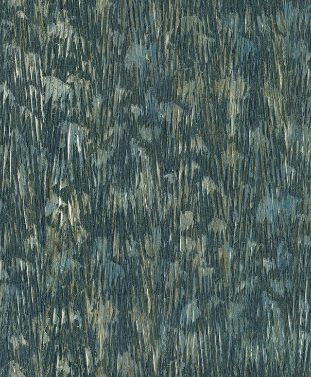 York Gilded Plume Blue Wallpaper