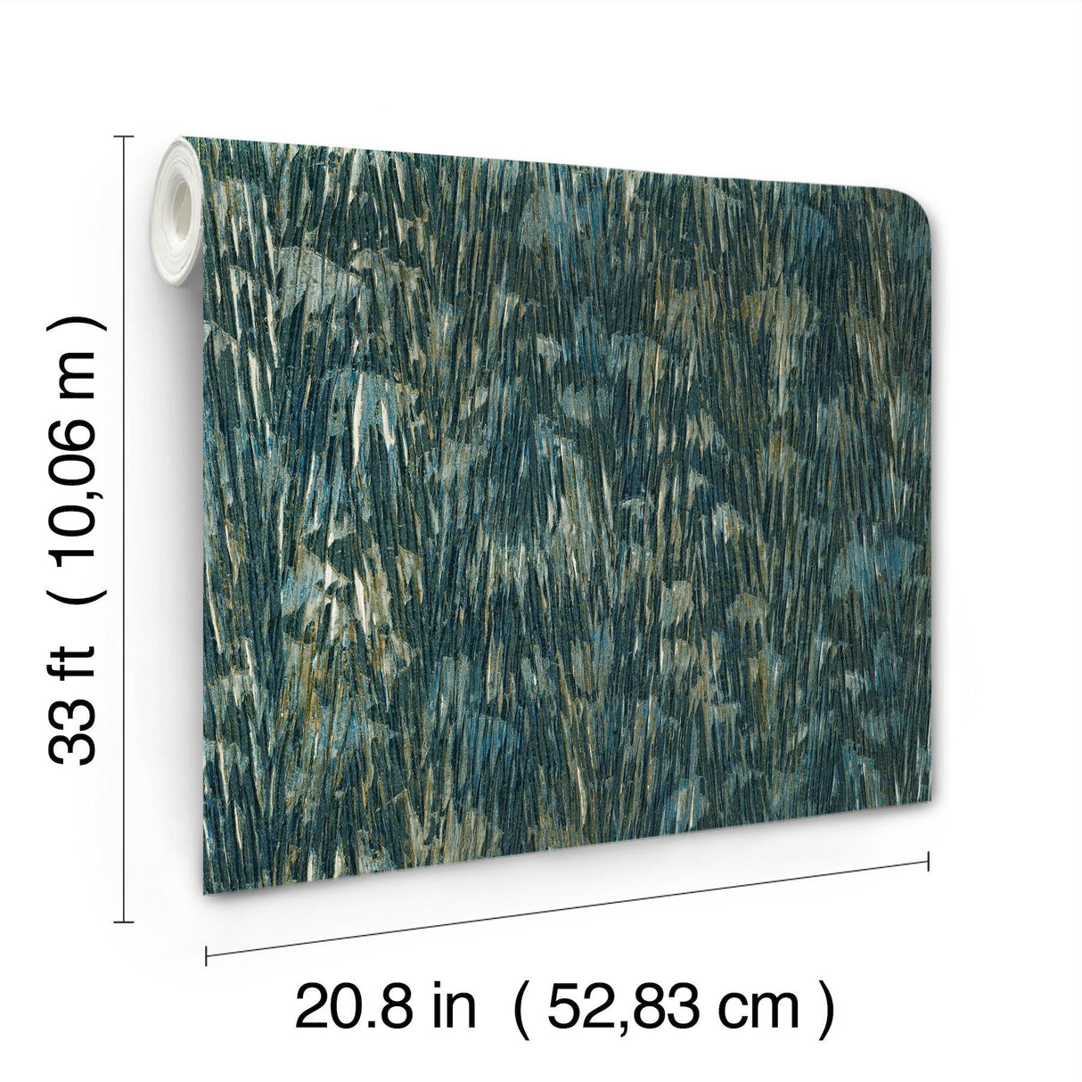 York Gilded Plume Blue Wallpaper