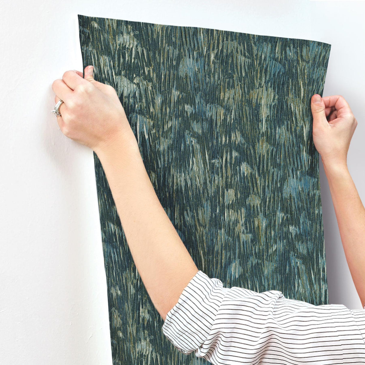 York Gilded Plume Blue Wallpaper