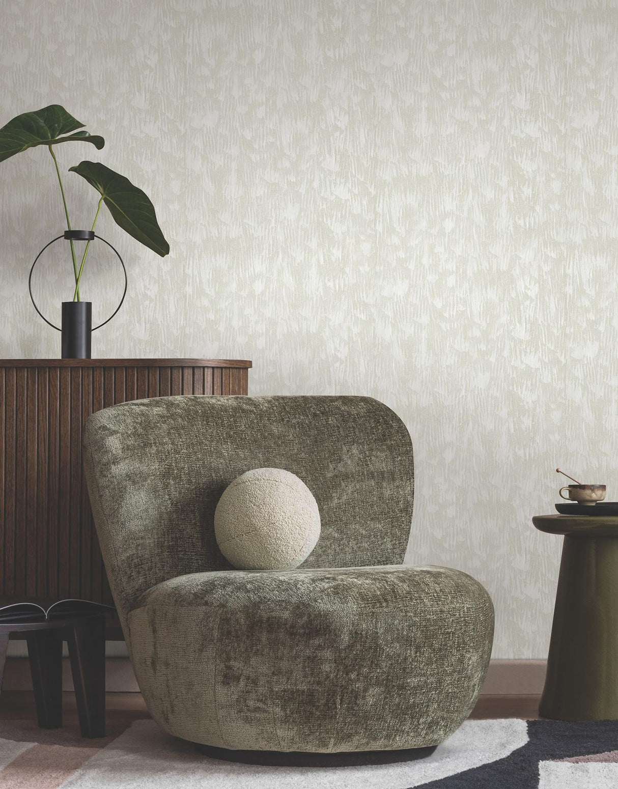 York Gilded Plume White Wallpaper