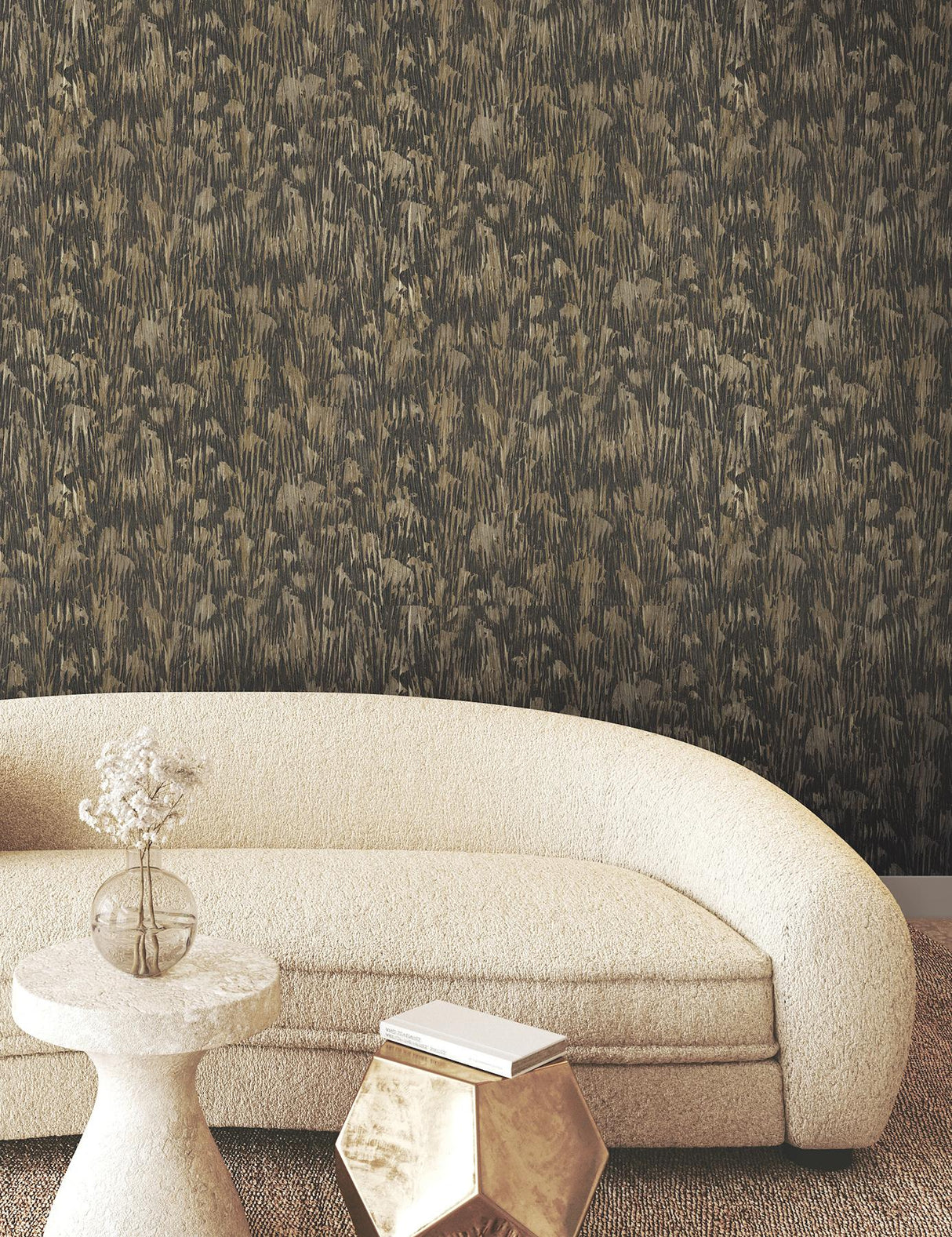 York Gilded Plume Black Wallpaper