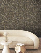 York Gilded Plume Black Wallpaper