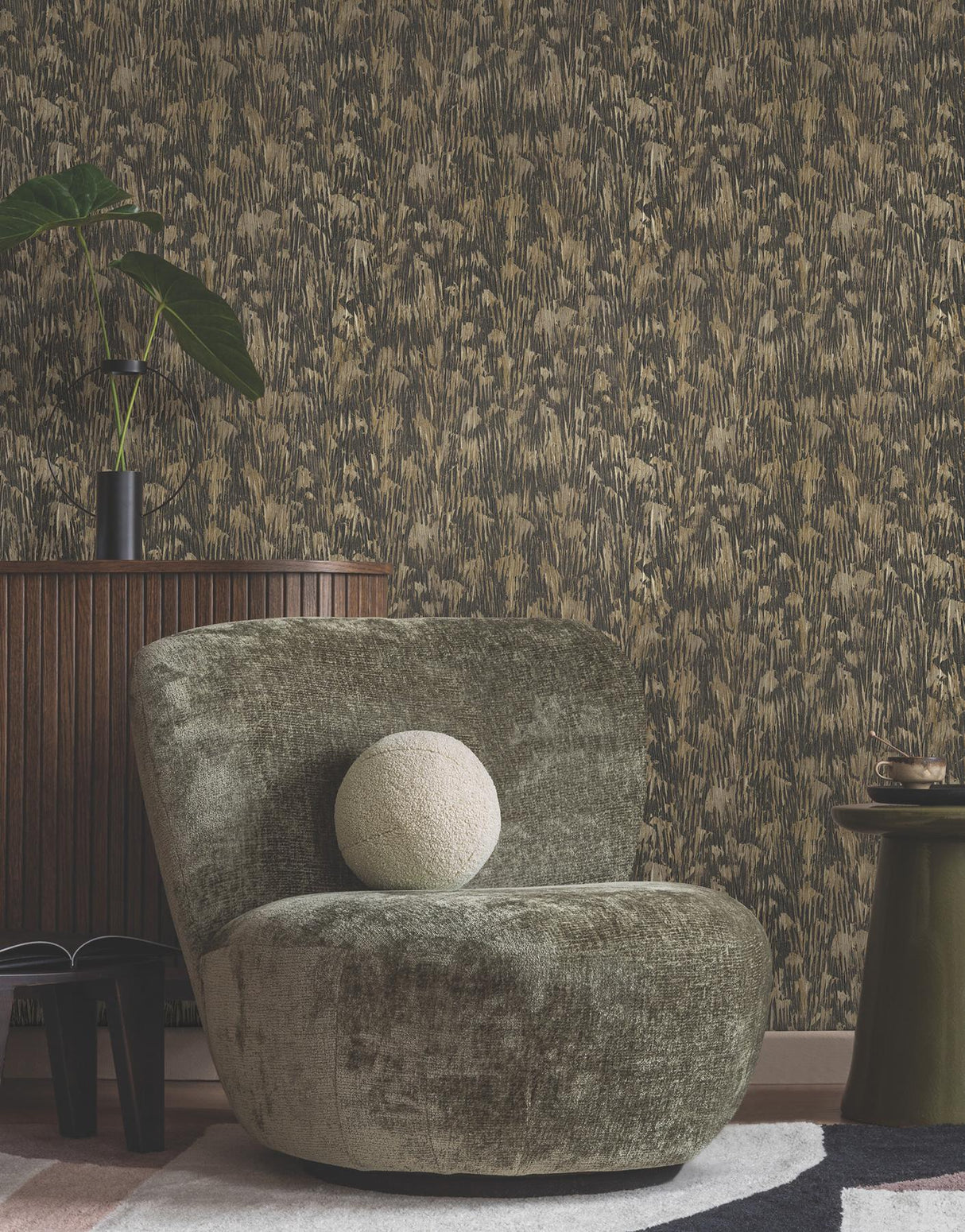 York Gilded Plume Black Wallpaper
