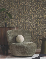 York Gilded Plume Black Wallpaper