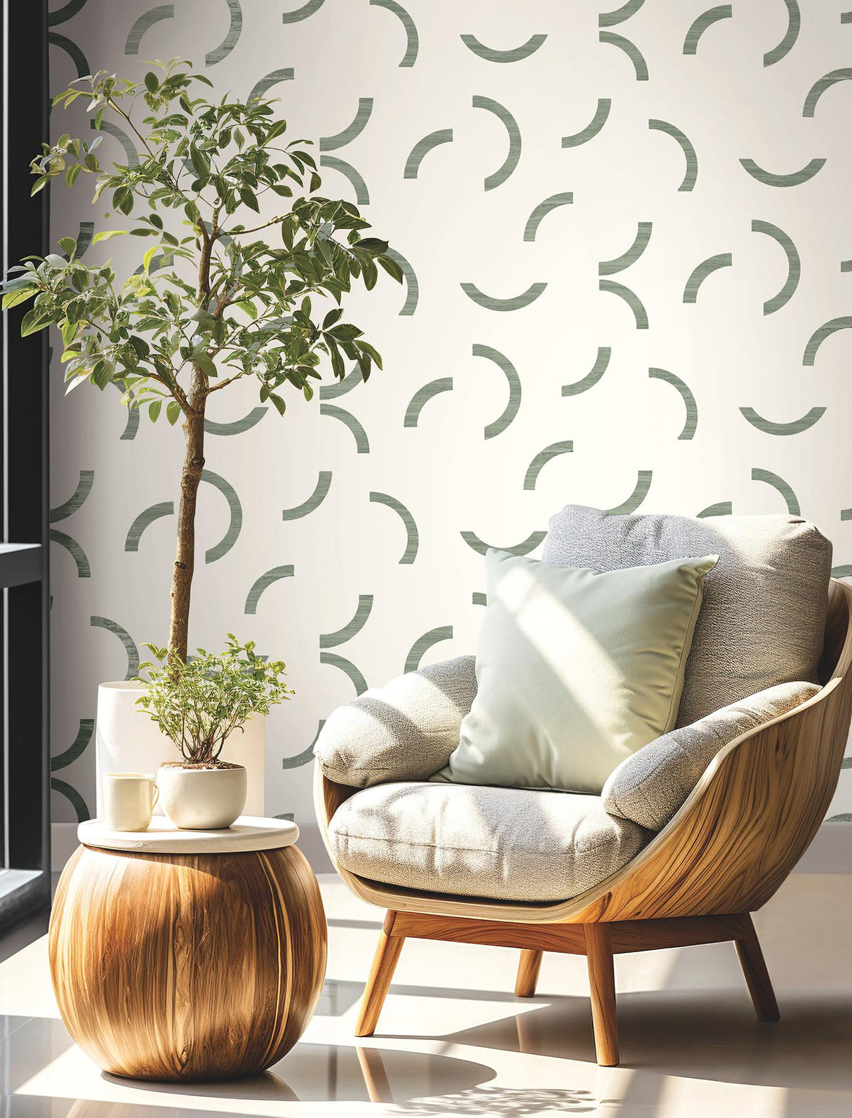York Lunula Green Wallpaper