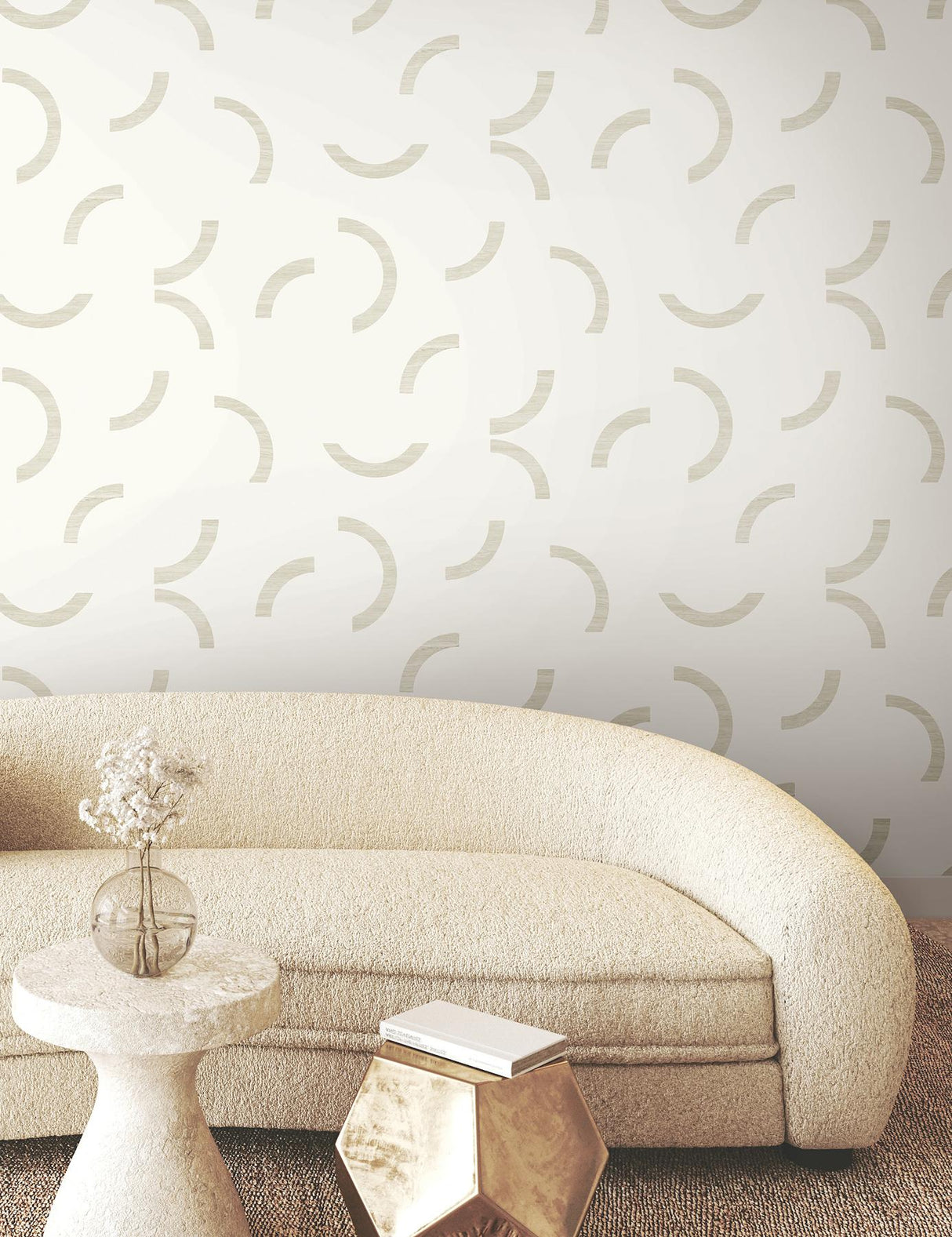 York Lunula White Wallpaper