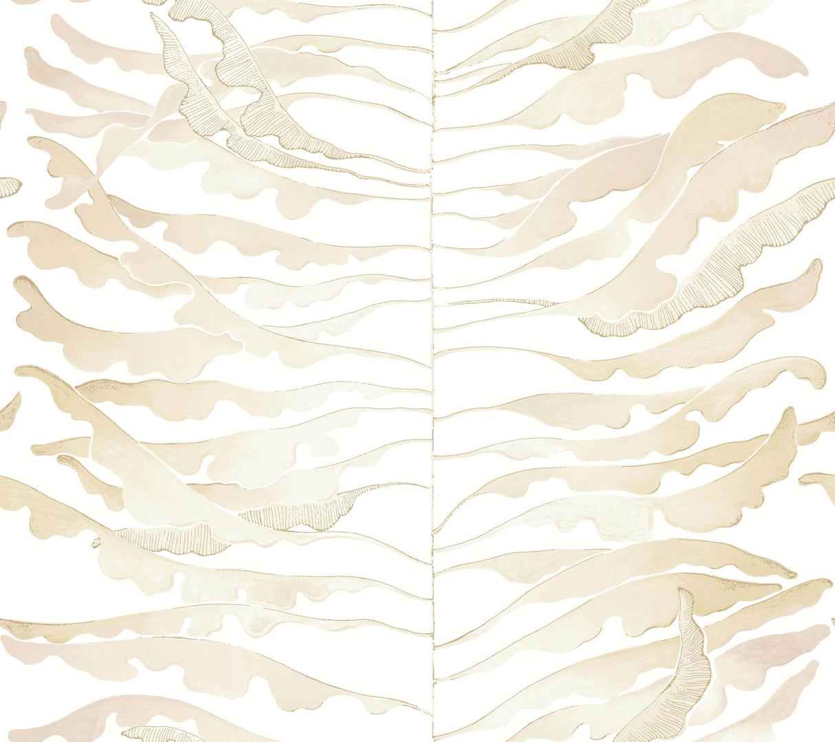 York Leaf Column Beige Wallpaper