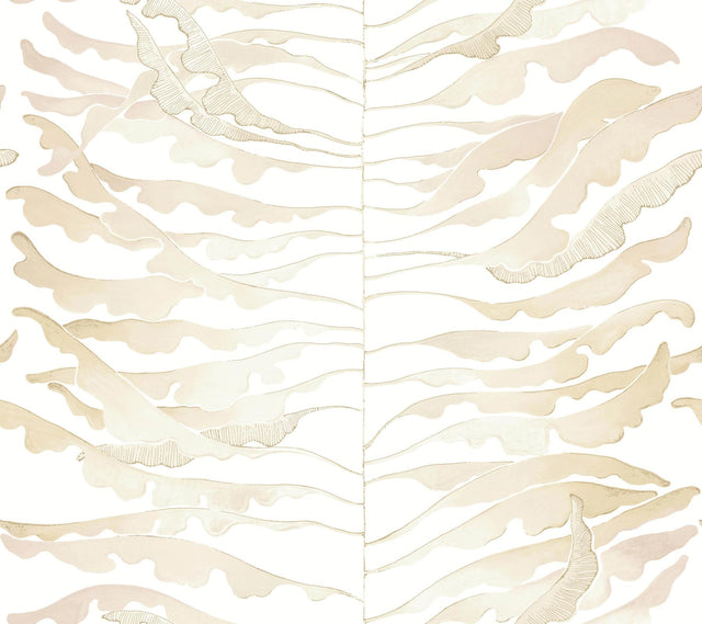 York Leaf Column Beige Wallpaper