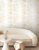 York Leaf Column Beige Wallpaper