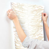 York Leaf Column Beige Wallpaper
