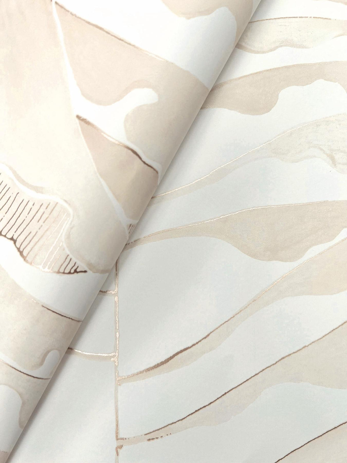 York Leaf Column Beige Wallpaper