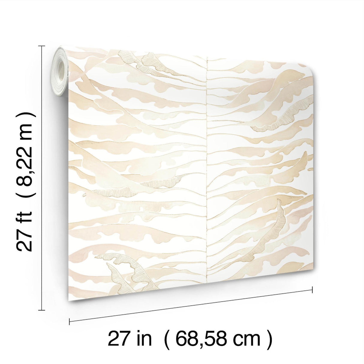York Leaf Column Beige Wallpaper