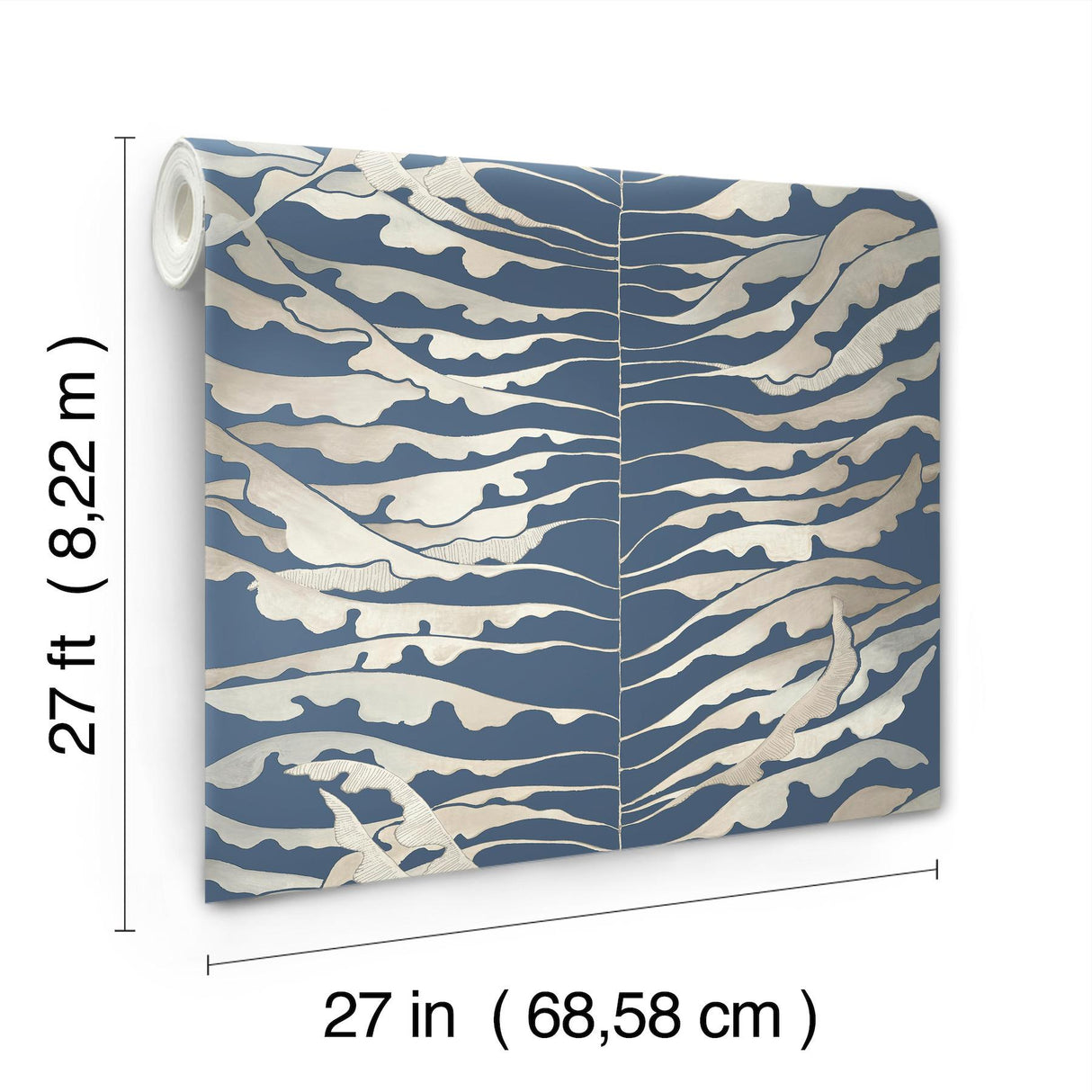 York Leaf Column Blue Wallpaper
