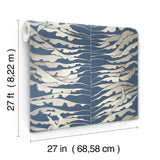 York Leaf Column Blue Wallpaper