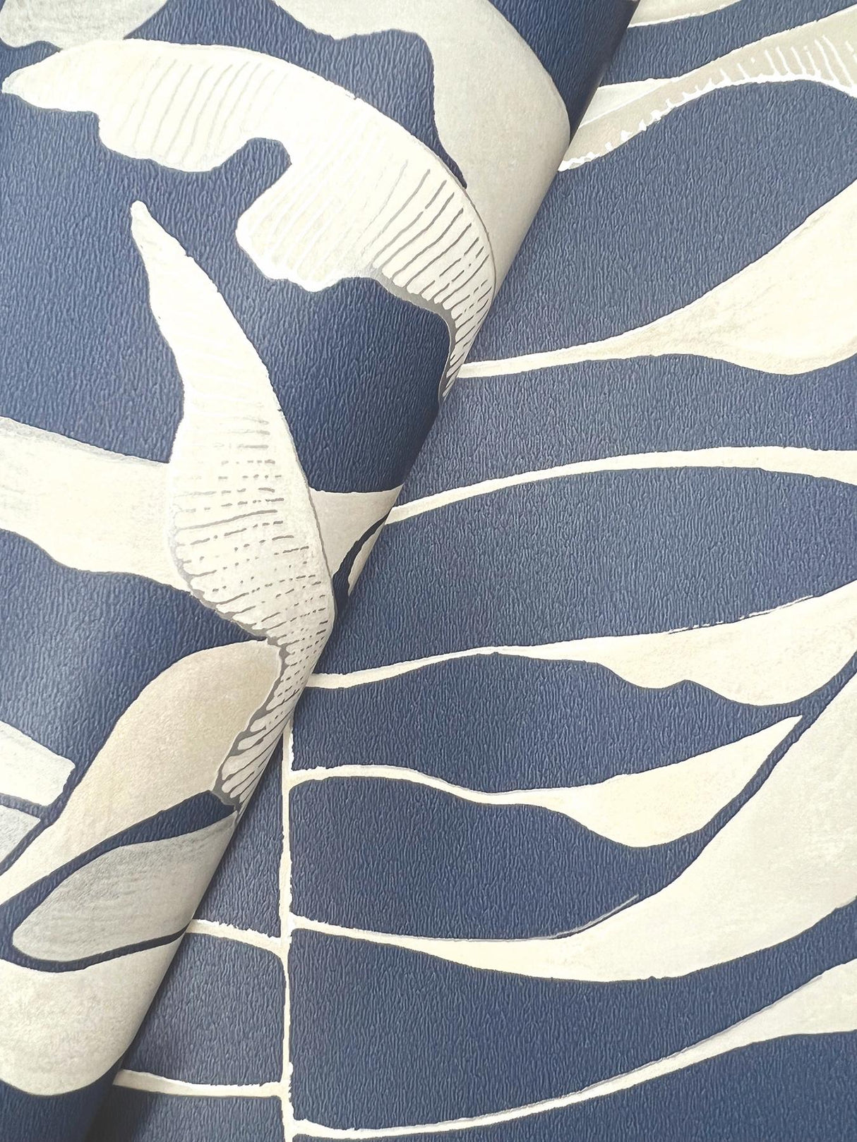 York Leaf Column Blue Wallpaper