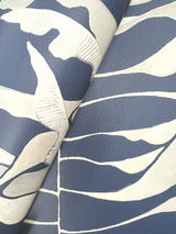 York Leaf Column Blue Wallpaper