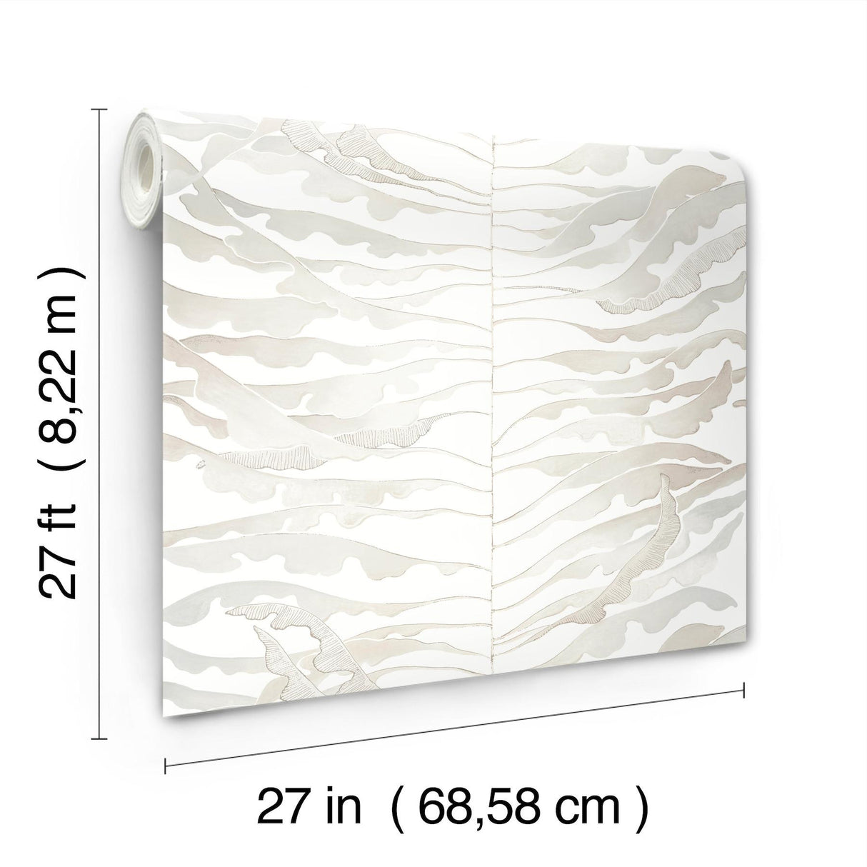 York Leaf Column Grey Wallpaper