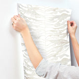 York Leaf Column Grey Wallpaper