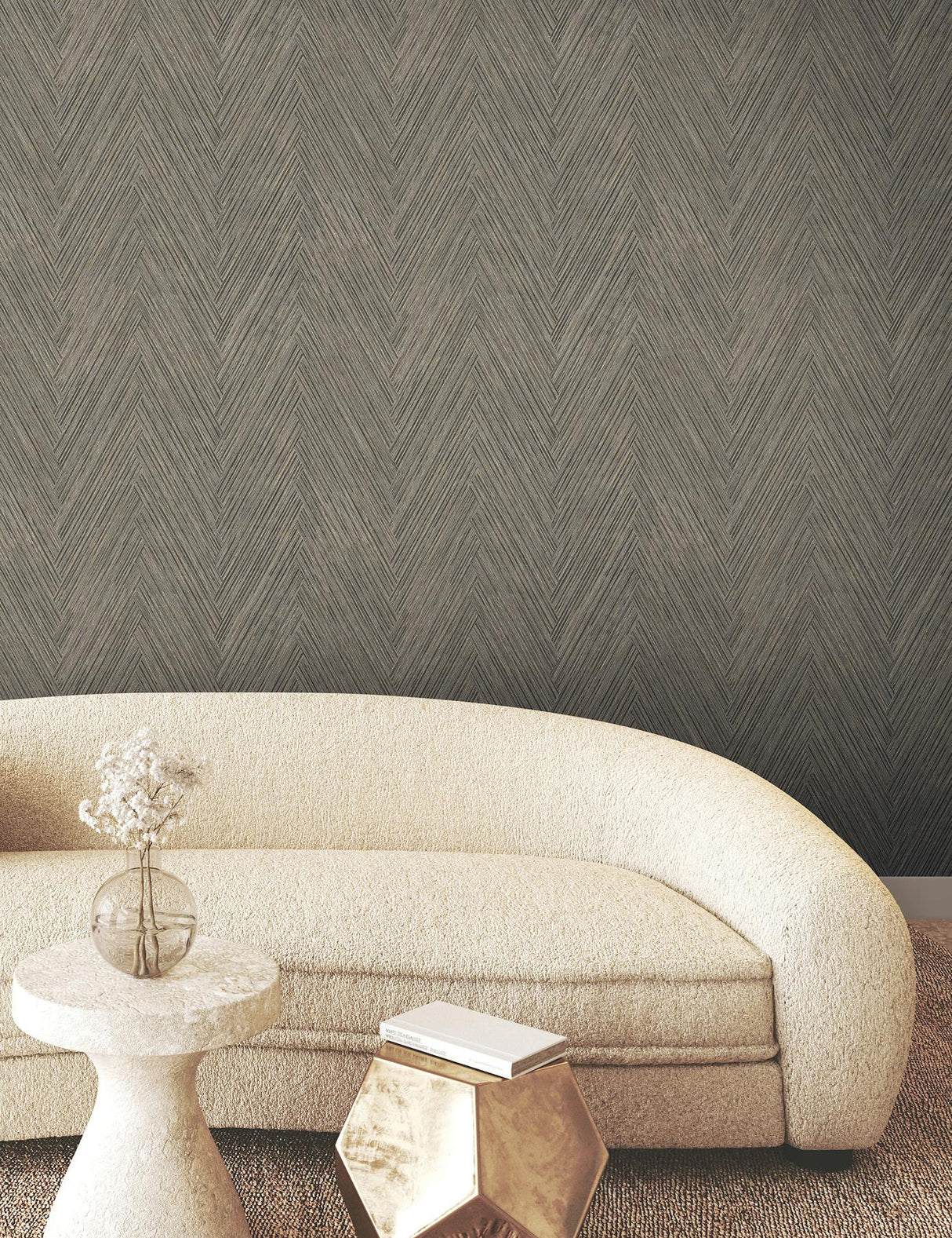 York Thatched Chevron Grey Wallpaper