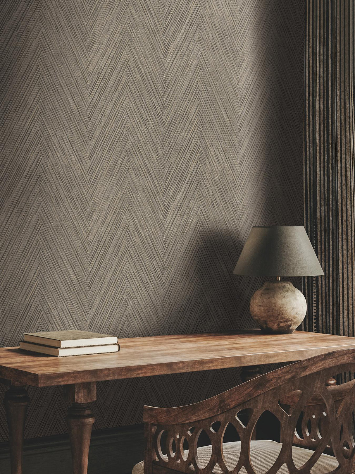 York Thatched Chevron Grey Wallpaper