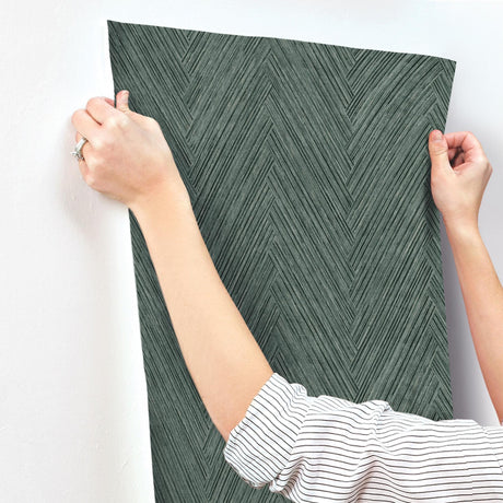 York Thatched Chevron Green Wallpaper
