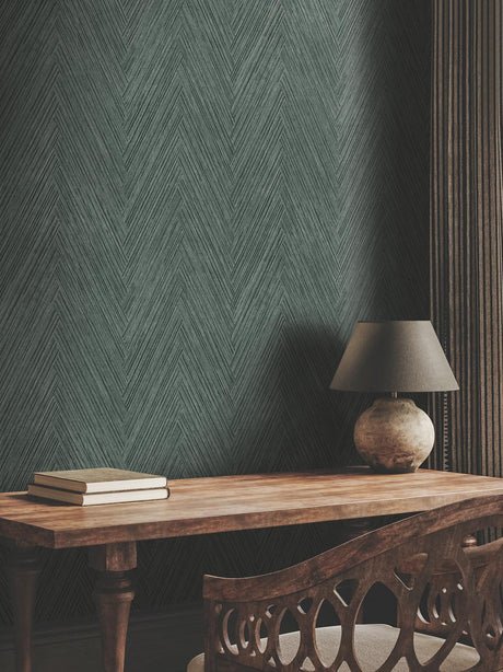 York Thatched Chevron Green Wallpaper