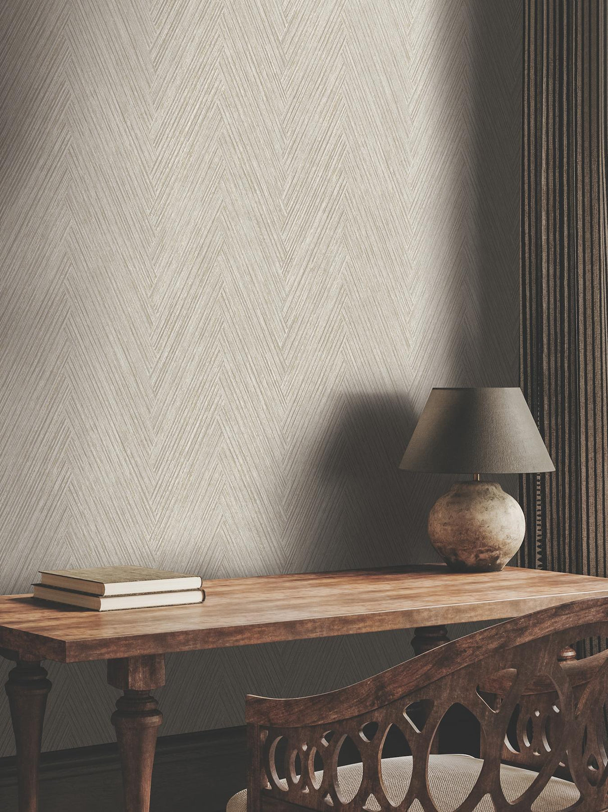 York Thatched Chevron Brown Wallpaper