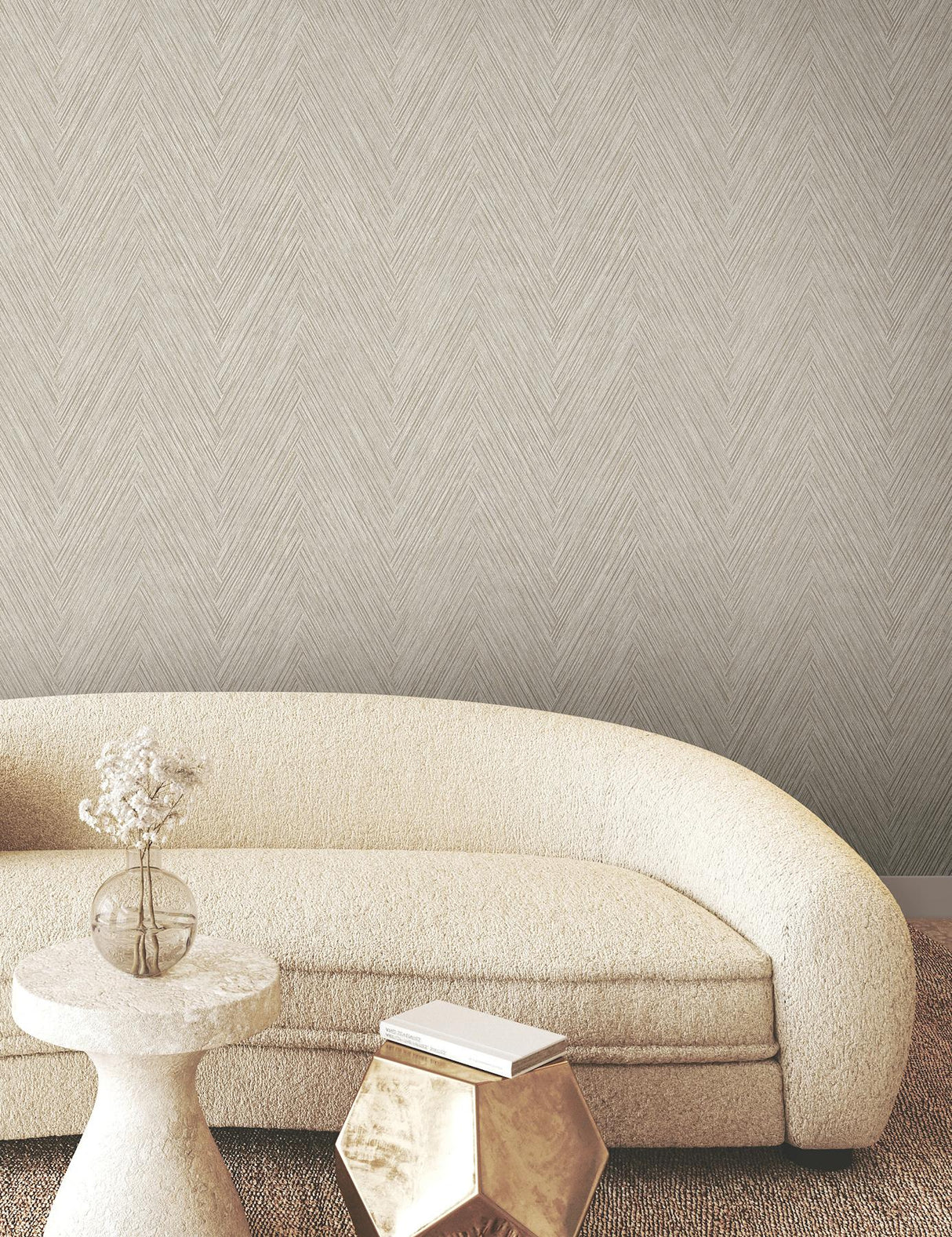 York Thatched Chevron Brown Wallpaper