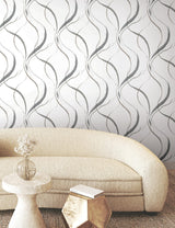York Ink Flow Grey Wallpaper
