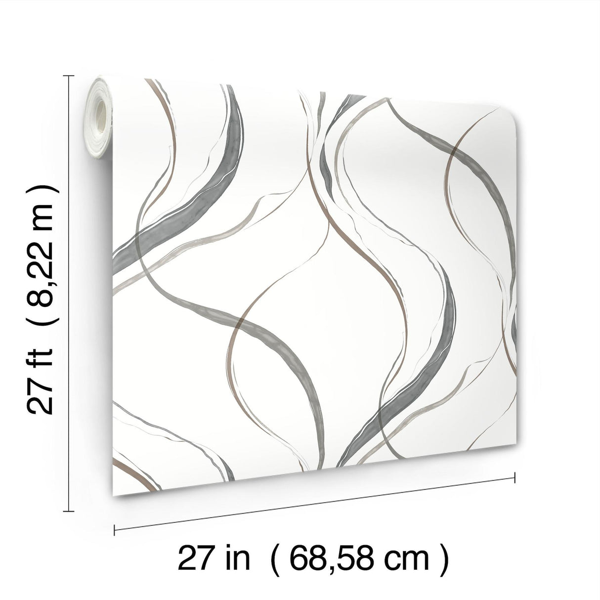 York Ink Flow Grey Wallpaper