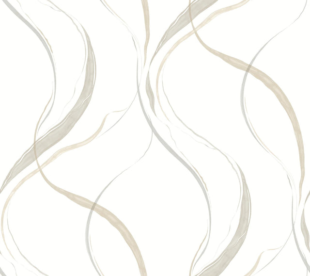 York Ink Flow Beige Wallpaper