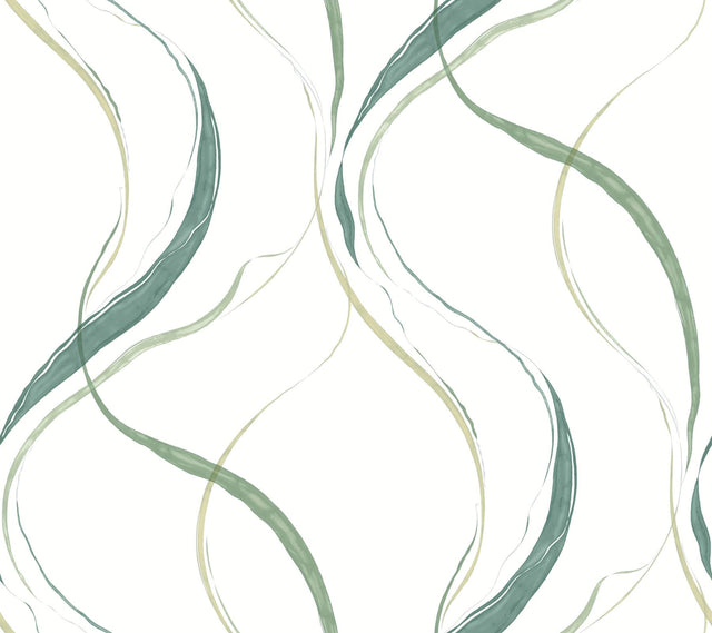 York Ink Flow Green Wallpaper