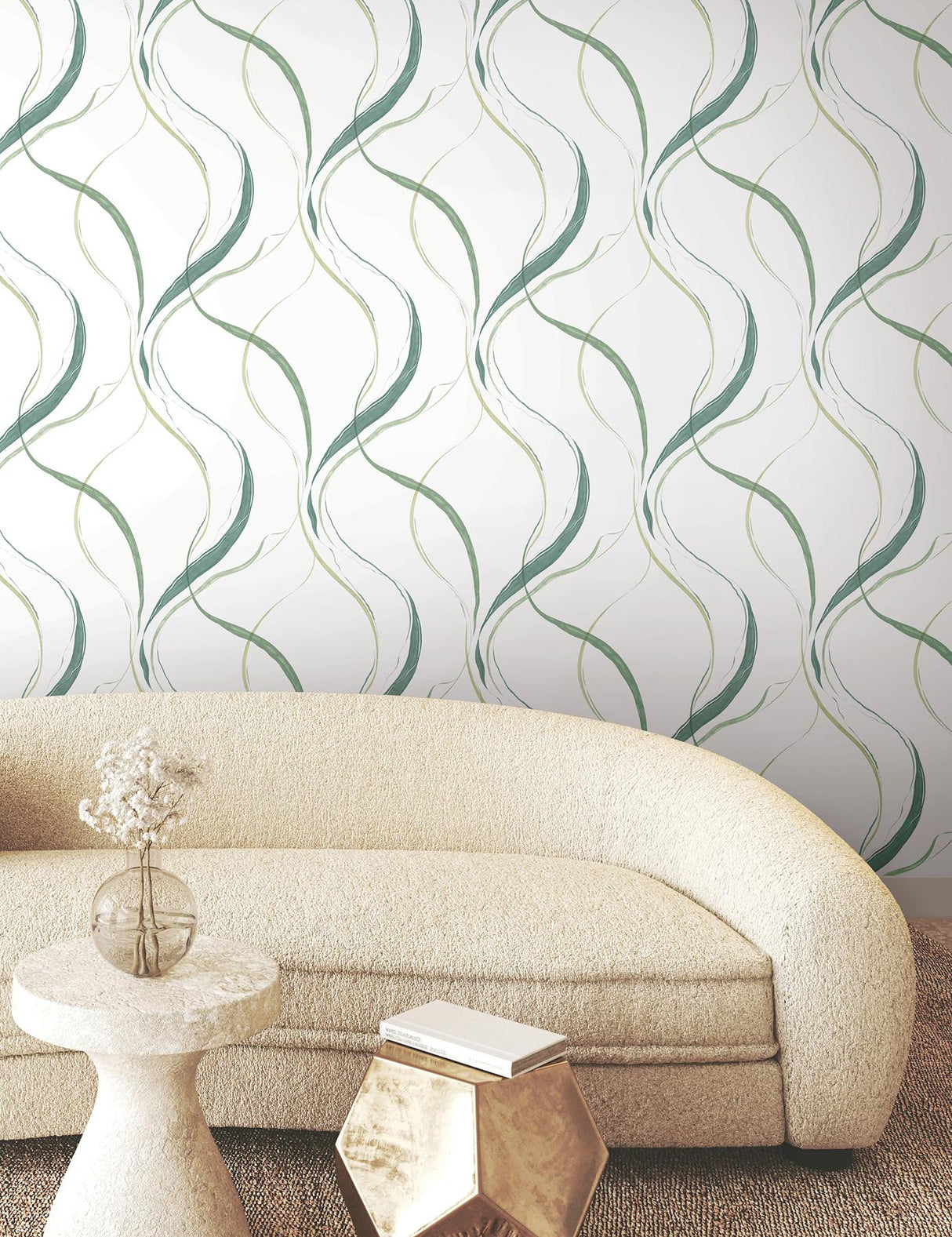 York Ink Flow Green Wallpaper