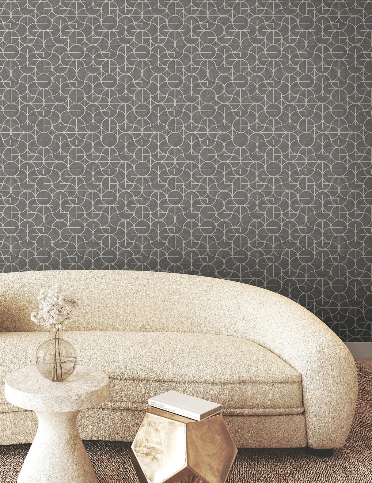 York Looking Glass Black Wallpaper