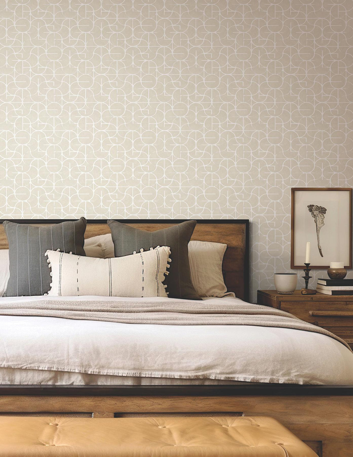 York Looking Glass Beige Wallpaper