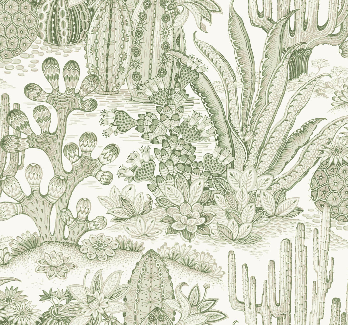 York Lotus Land Cacti Green Wallpaper