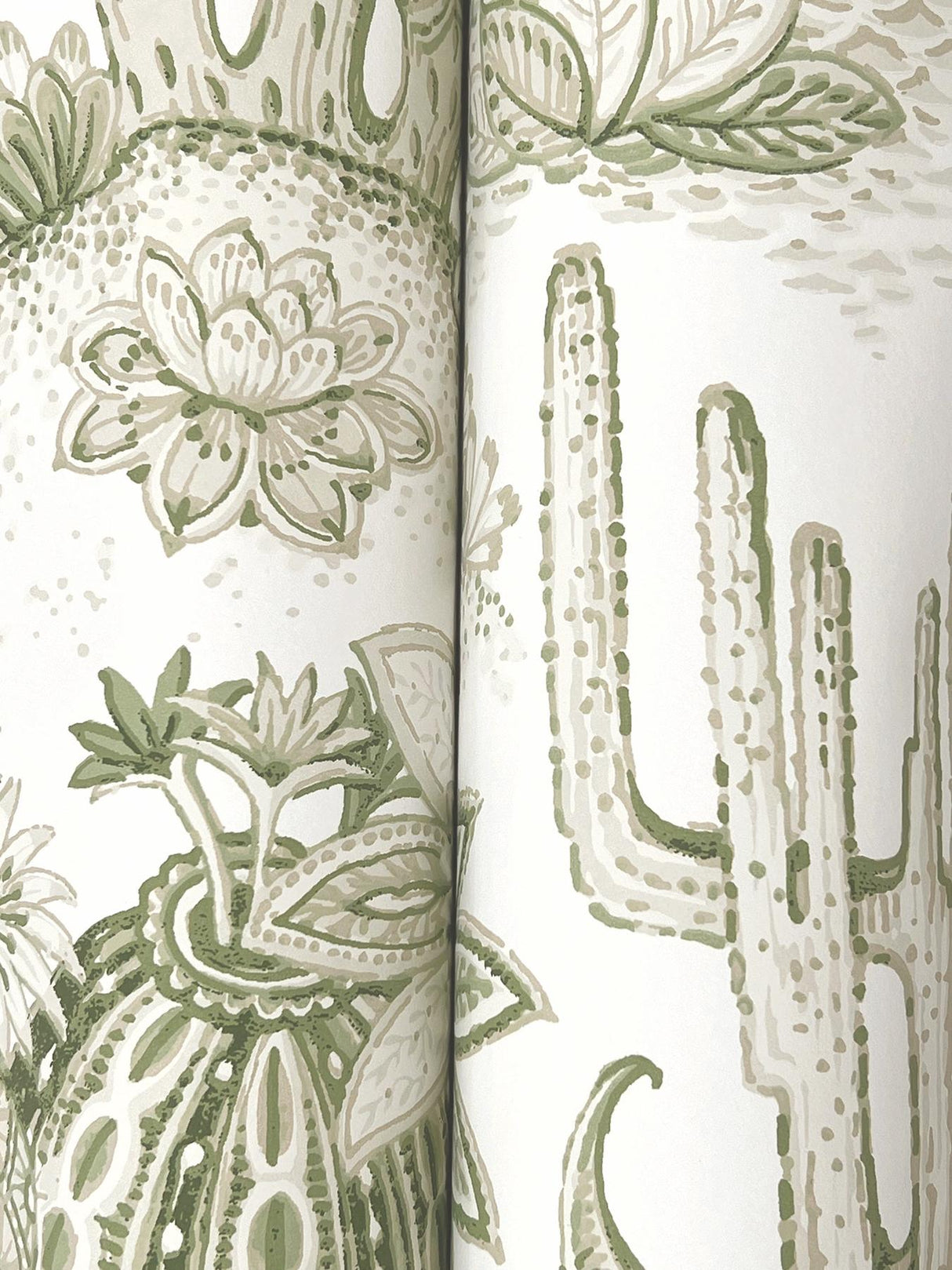 York Lotus Land Cacti Green Wallpaper