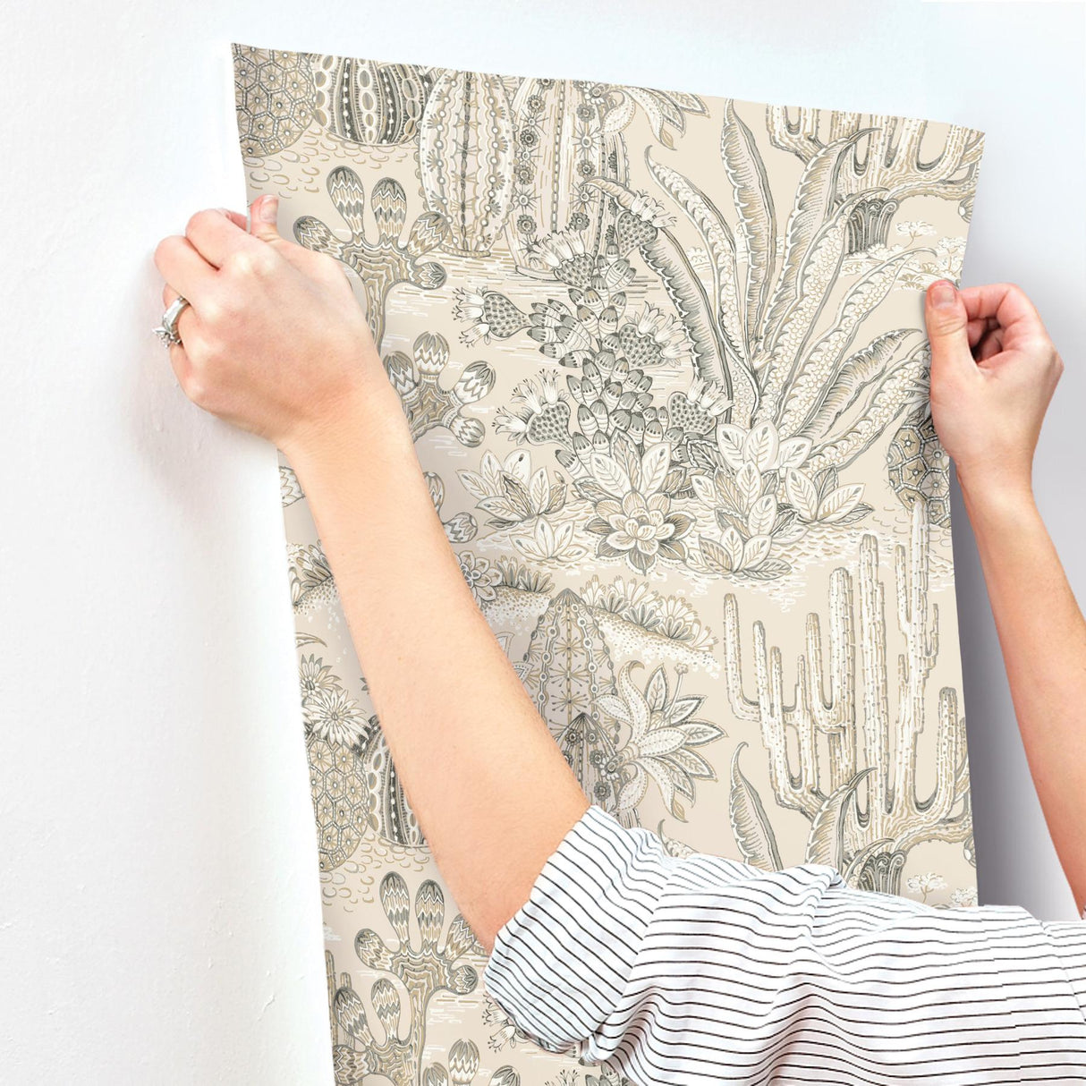 York Lotus Land Cacti Beige Wallpaper