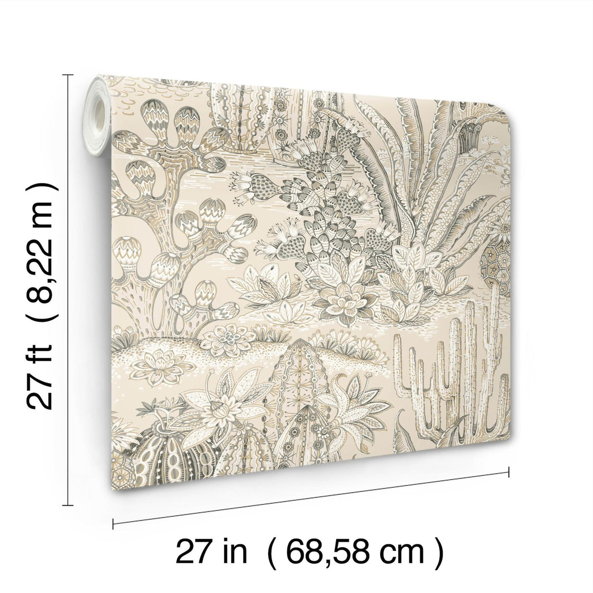 York Lotus Land Cacti Beige Wallpaper