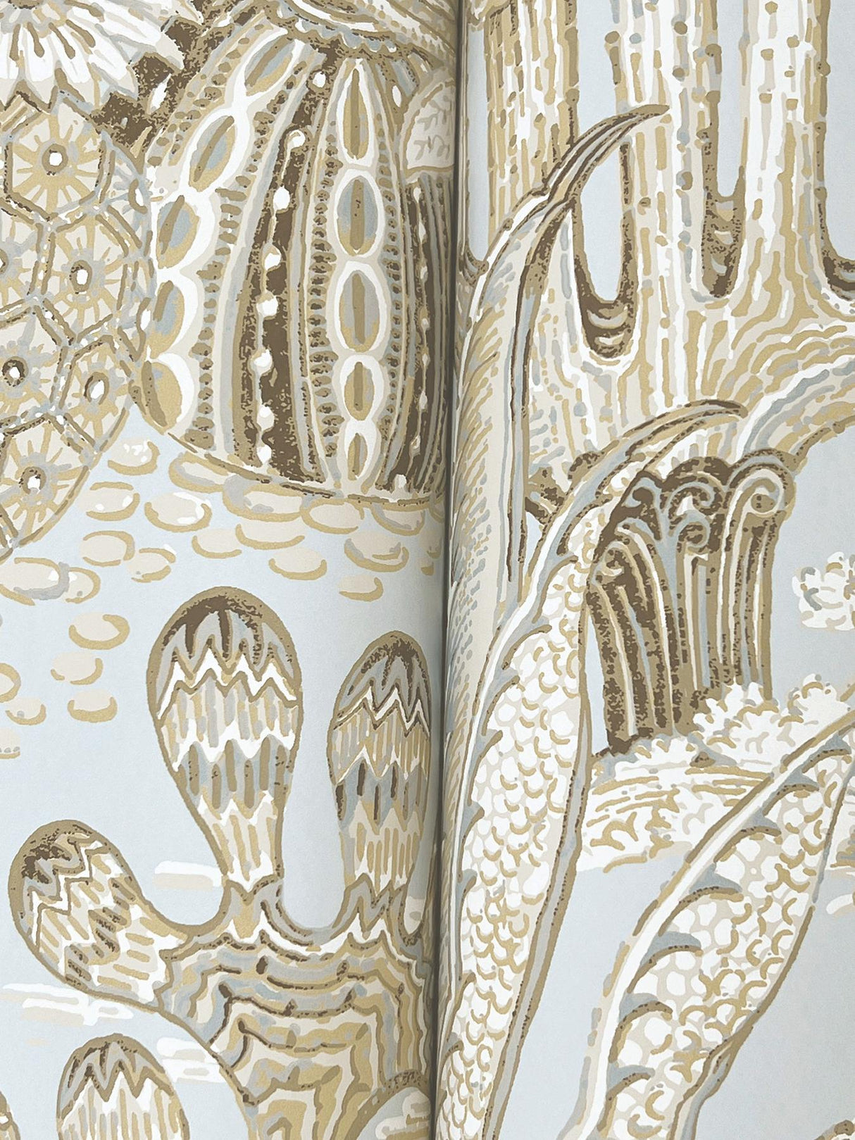 York Lotus Land Cacti Blue Wallpaper