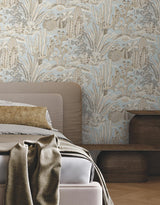 York Lotus Land Cacti Blue Wallpaper