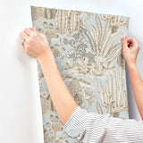 York Lotus Land Cacti Blue Wallpaper